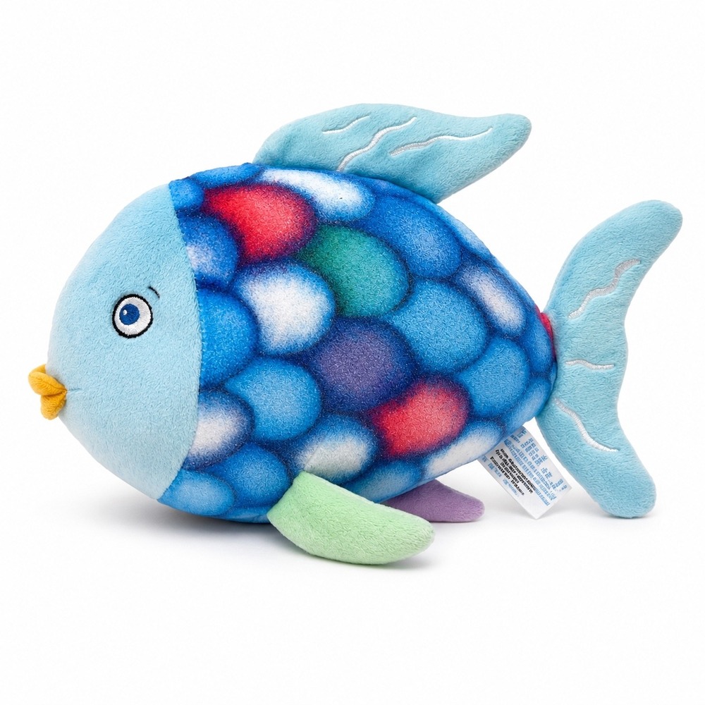 Yottoy The Rainbow Fish Plush Blue Stuffed Animal Silver Scale 10.5 Inch Toy
